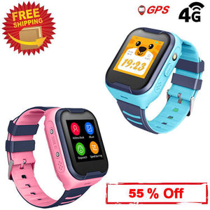 Kids Waterproof GPS Smart Watch, Laxcido 4G Children Video Phone Call Real-time Tracking Camera SOS Alarm Geo-Fence Touch Screen Monitoring Health Steps Flashlight Anti-Lost GPS Tracker Watch