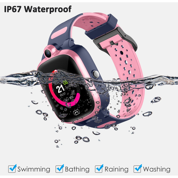 Kids Waterproof 4G GPS Smart Watch, Children Video Phone Call Real-time Tracking Camera SOS Alarm Geo-Fence Touch Screen Monitoring Health Steps Anti-Lost GPS Tracker Watch